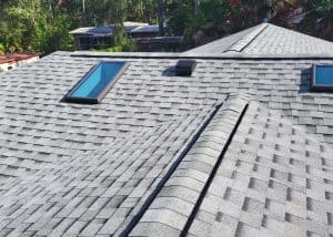 New asphalt shingle roof installation on residential home in Crawfordville, FL.