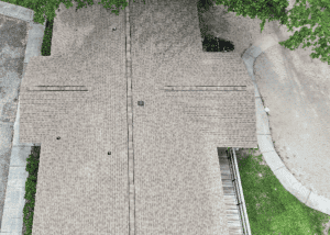 Aerial view of a residential roof replacement project by Roofs by PRO in Tallahassee, Florida.