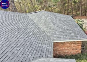 New asphalt shingle roof installed on a residential home in Tallahassee, Florida.