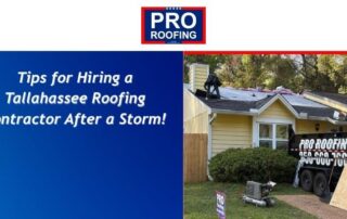 Pro Roofing sign and a house with a trailer on the roof in Tallahassee.