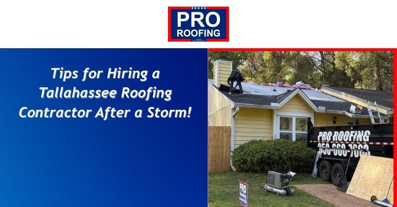Pro Roofing sign and a house with a trailer on the roof in Tallahassee.